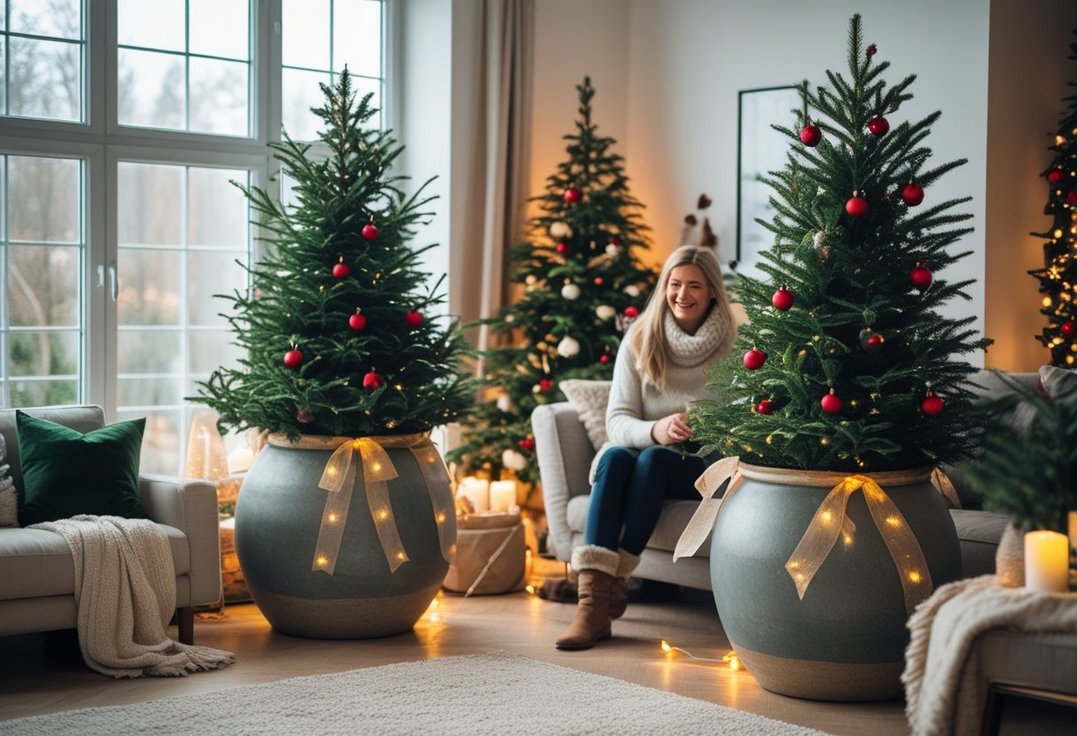 Saadan skaber du julestemning med store krukker til stuen